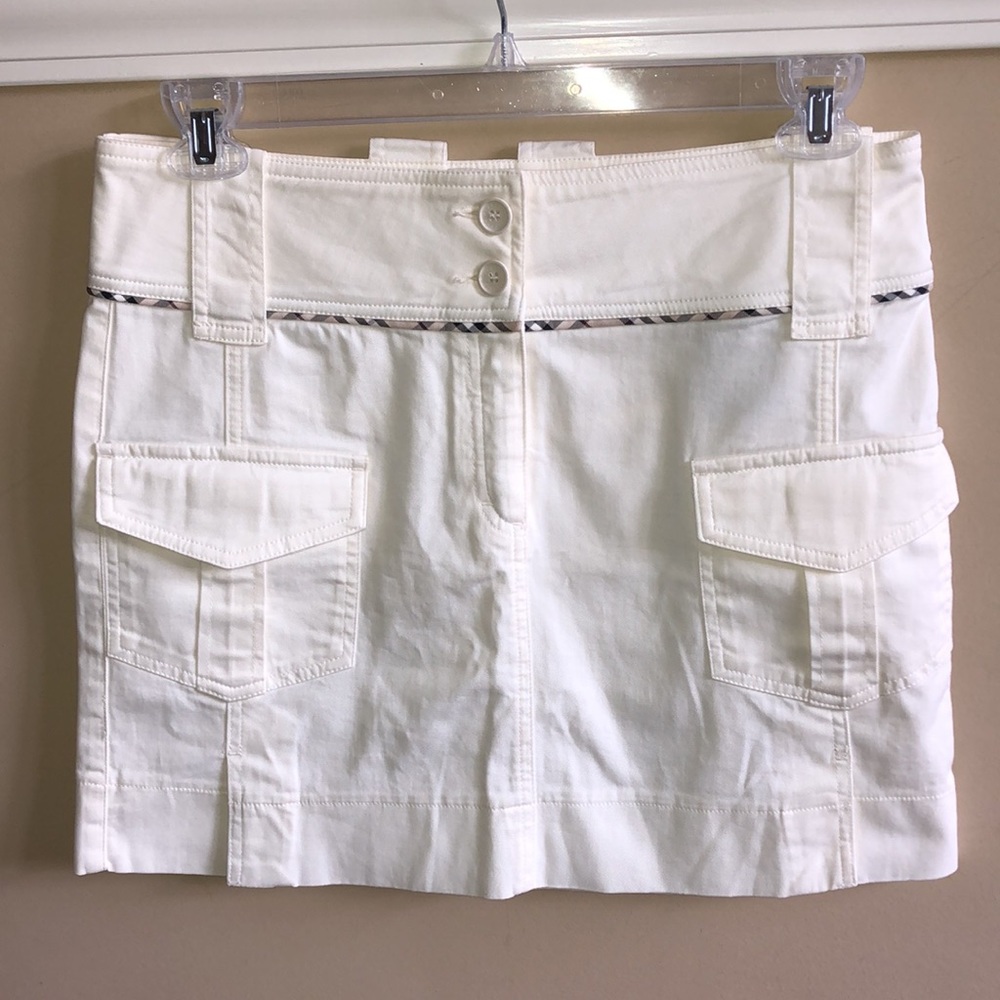 Burberry Off White Cargo Skirt w/Nova Check Detail